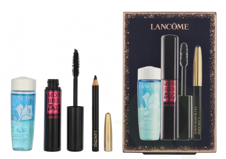 Lancome Monsieur Big Set 40.7 ml Mascara 10ml/Mini Khol Eye Pencil Black 0,7gr/Bi-Facil Eye Makeup Remover 30ml