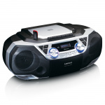 Lenco Bärbar Boombox med DAB+/FM-radio, Bluetooth®, CD, kassettbandspelare och USB-spelare Silver