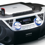 Lenco Bärbar Boombox med DAB+/FM-radio, Bluetooth®, CD, kassettbandspelare och USB-spelare Silver