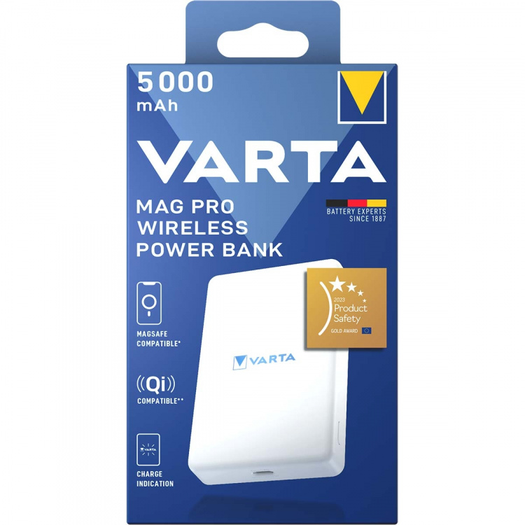 Varta Mag Pro trådlös powerbank 5.000 mAh - vit utgåva