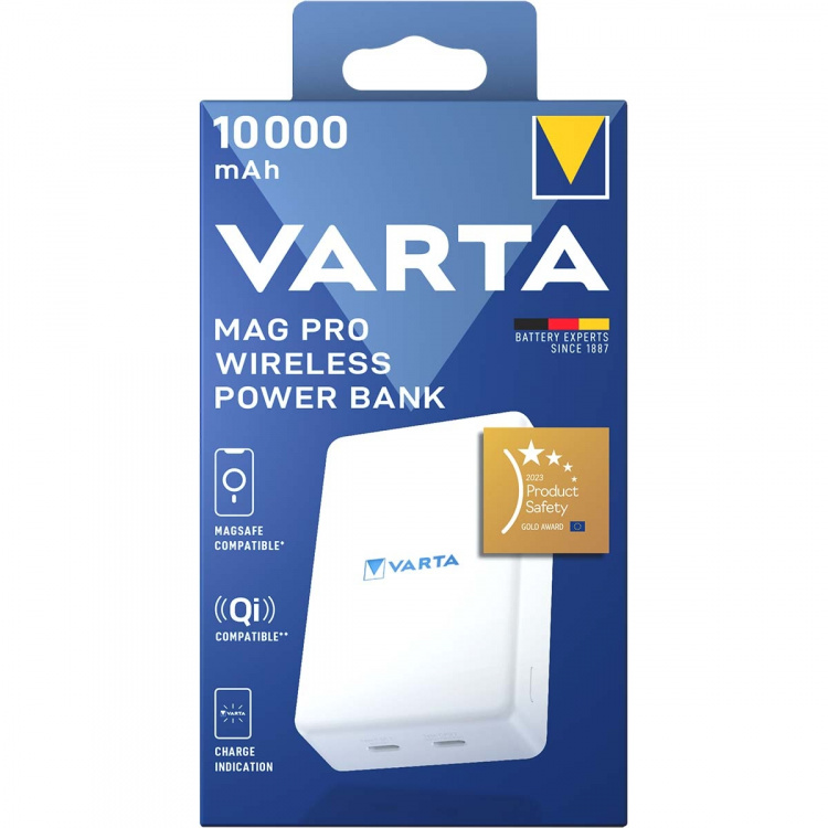 Varta Mag Pro trådlös powerbank 10.000 mAh - vit utgåva