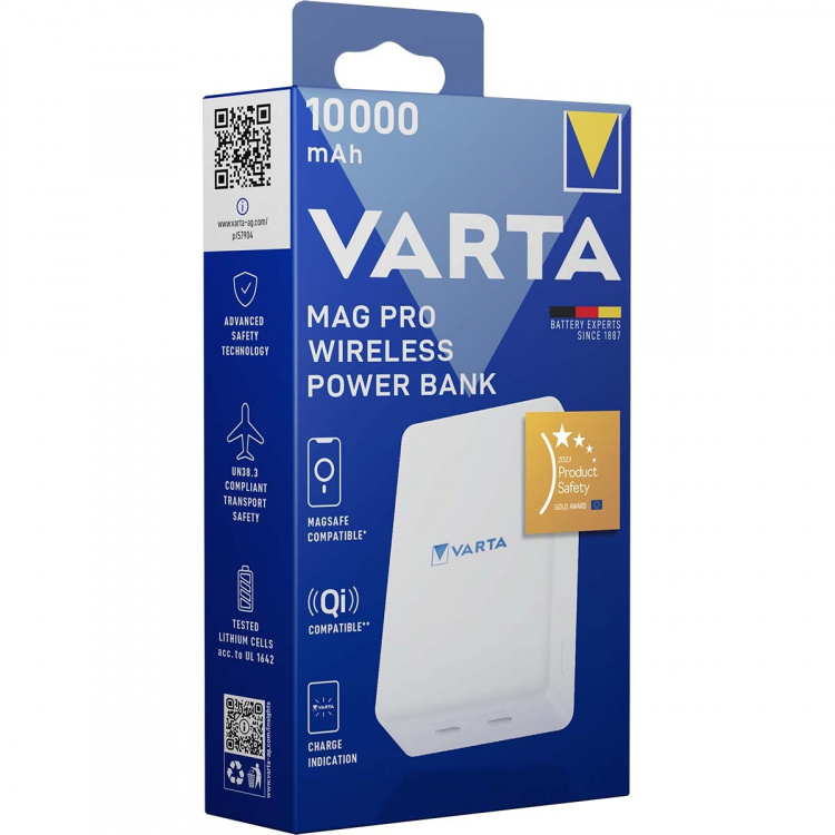 Varta Mag Pro trådlös powerbank 10.000 mAh - vit utgåva