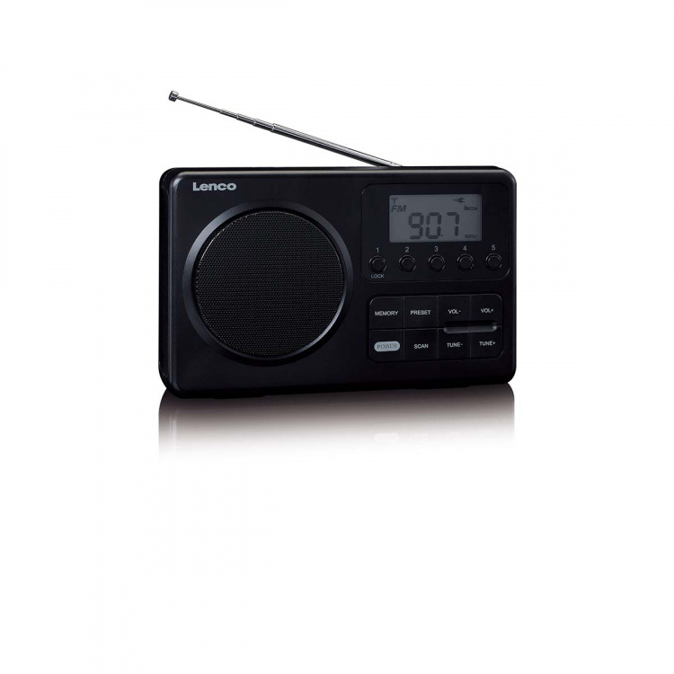 Lenco MPR-035BK Kompakt bärbar FM-radio med LCD-skärm Svart