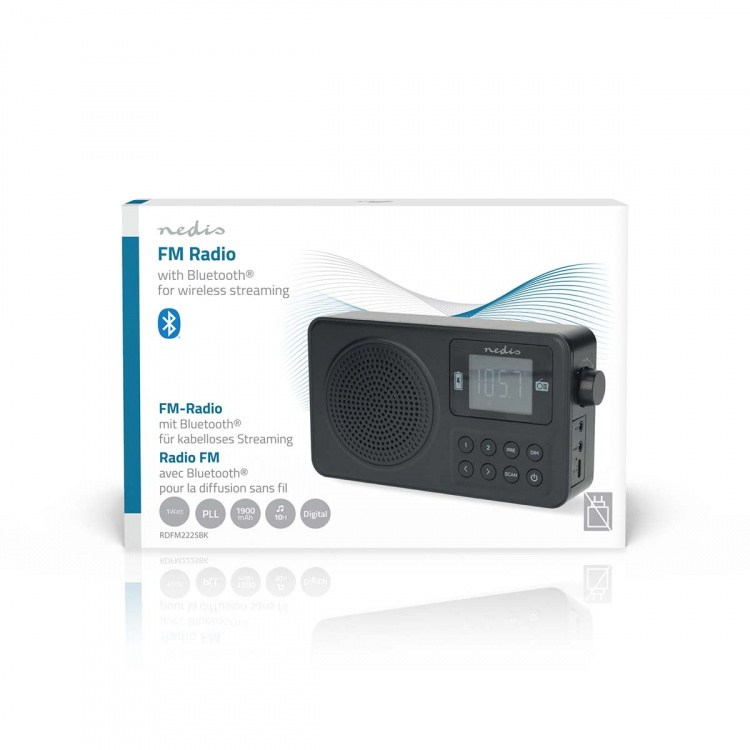 Nedis FM-radio | Portabel design | FM | Accu Powered / USB ström | Digital | 2 W | Skärmstorlek: 1.77 