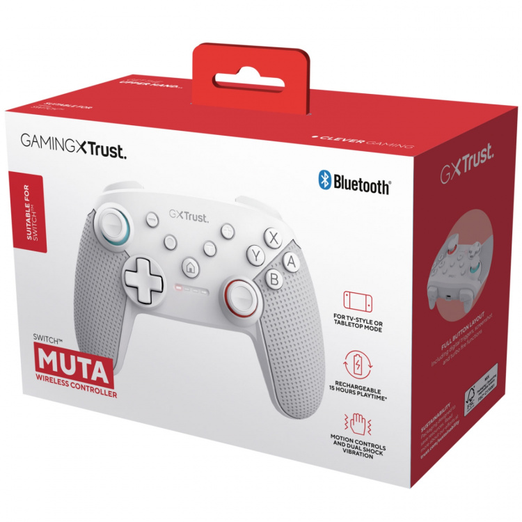 Trust GXT 1246W Muta Trådlös handkontroll Nintendo Switch/Switch 2 Vit