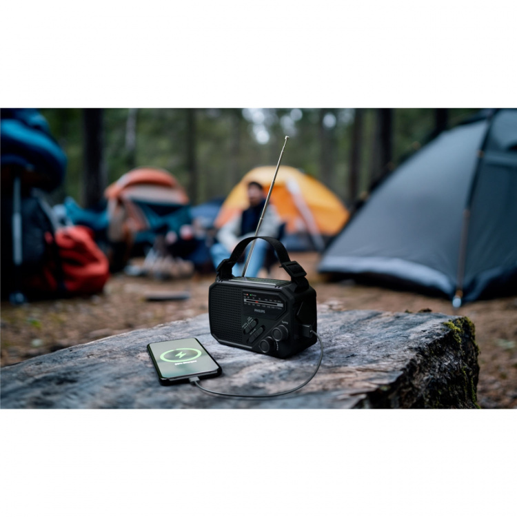 Philips Radio AM/FM Vevradio Solcell Ficklampa Svart Philips Radio AM/FM Vevradio Solcell Ficklampa Svart