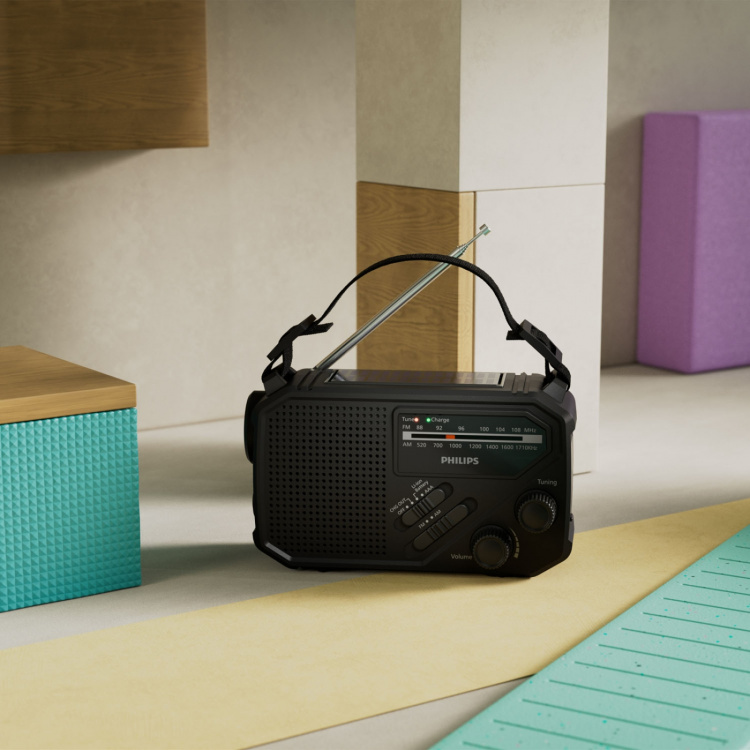 Philips Radio AM/FM Vevradio Solcell Ficklampa Svart Philips Radio AM/FM Vevradio Solcell Ficklampa Svart