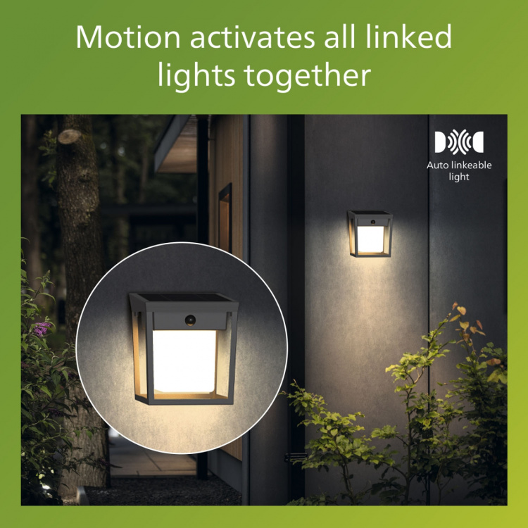 Philips Blaise Vägglampa Solcell LED 250/20lm Svart