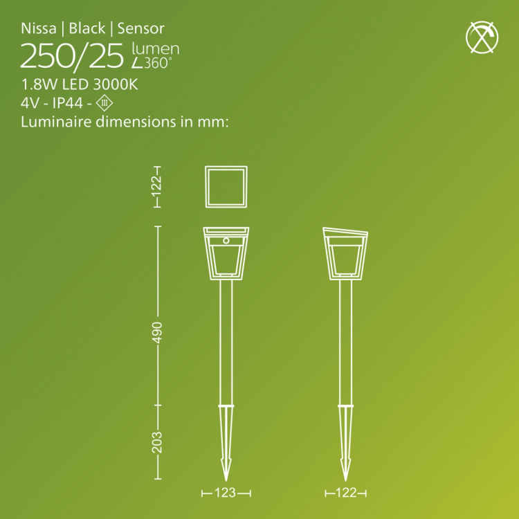 Philips Nissa Piedestal Solcell LED 250/20lm Svart