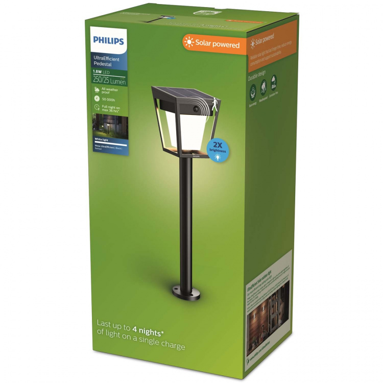 Philips Nissa Piedestal Solcell LED 250/20lm Svart
