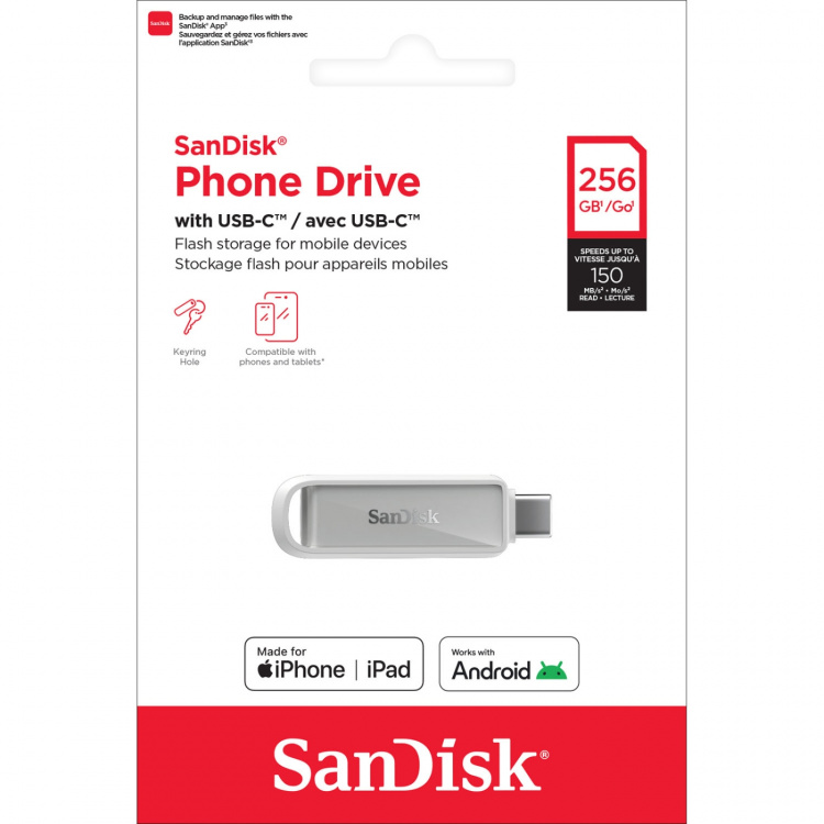 SanDisk USB-minne Phone Drive USB-C 256GB Arktisk Vit