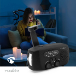 Nedis Nödradio | Bordsdesign | AM / FM | Powerbank funktion | Accu Powered / Handvev / USB ström | Svart Nedis Nödradio | Bordsdesign | AM / FM | Powerbank funktion | Accu Powered / Handvev / USB ström | Svart