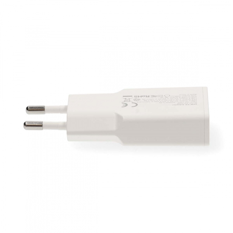 Nedis Väggladdare | 20 W | GaN | PD3.0 | Snabbladdnings funktion | 1.5 / 2.0 / 2.22 A / 3.0 A | Antal utgångar: 2 | USB-A / USB-C™ | USB-C™ (Lös) Kabel | 1.50 m | Automatiskt val av Spänning | Vit