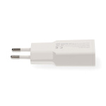 Nedis Väggladdare | 30 W | GaN | PD3.0 30W | Snabbladdnings funktion | 1.5 / 2.0 / 2.5 / 3.0 A | Antal utgångar: 2 | USB-A / USB-C™ | USB-C™ (Lös) Kabel | 1.50 m | Automatiskt val av Spänning | Vit