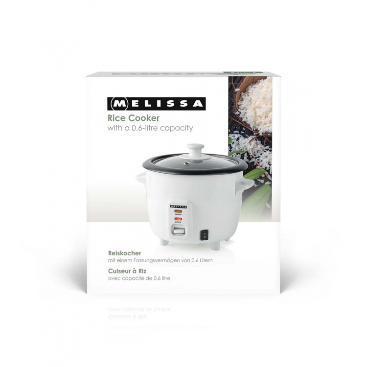 MELISSA Riskokare | 0,6 l | 300 W | Non stick-beläggning | Avtagbar skål | Ångkorg | Varmhållningsfunktion | Automatisk avstängning | Vit MELISSA Riskokare | 0,6 l | 300 W | Non stick-beläggning | Avtagbar skål | Ångkorg | Varmhållningsfunktion | Automatisk avstängning | Vit