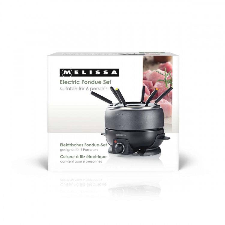 MELISSA Fondueset | 6 personer | 2,3 l | Justerbar temperaturkontroll | 800 W | Cool touch-handtag | Halkskyddade fötter | Överhettningsskydd