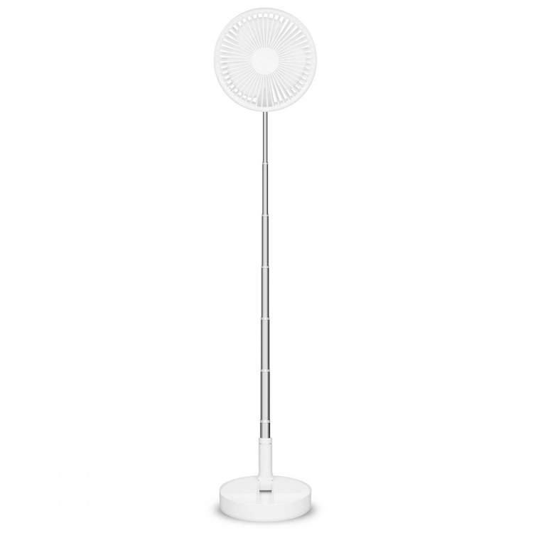 Trebs Portabel flexibel bordsfläkt och 20 cm piedestalfläkt med litiumjonbatteri Vit