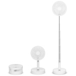 Trebs Portabel flexibel bordsfläkt och 20 cm piedestalfläkt med litiumjonbatteri Vit