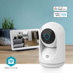 Nedis SmartLife Inomhus Kamera | 3MP Full HD 1296p | Panorera lutning | microSD (ingår inte) / Molnlagring (tillval) / Onvif | Med rörelsesensor | Nattsikt | Vit