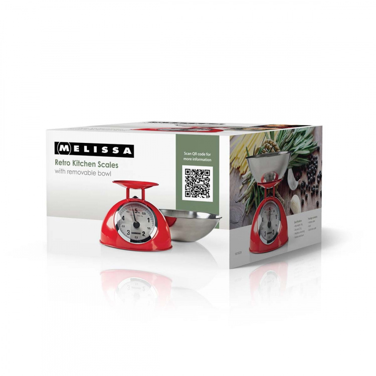 MELISSA Retro köksvåg | Analog | Metallhölje | Avtagbar skål | Max. 5 kg | 25 grams steg | Röd MELISSA Retro köksvåg | Analog | Metallhölje | Avtagbar skål | Max. 5 kg | 25 grams steg | Röd