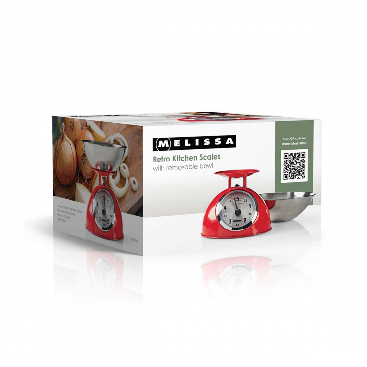 MELISSA Retro köksvåg | Analog | Metallhölje | Avtagbar skål | Max. 5 kg | 25 grams steg | Röd MELISSA Retro köksvåg | Analog | Metallhölje | Avtagbar skål | Max. 5 kg | 25 grams steg | Röd