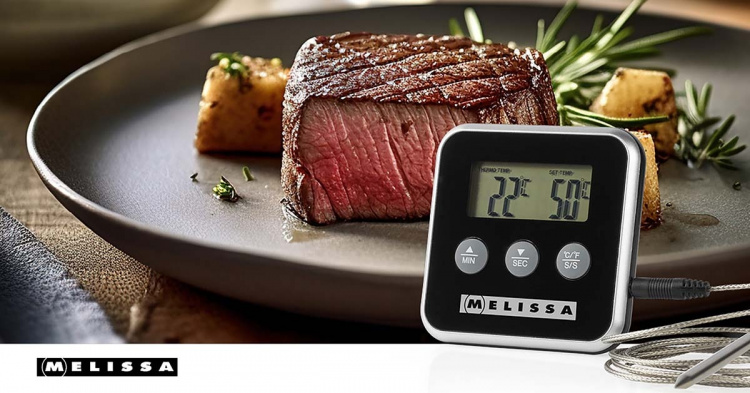 MELISSA Kötttermometer | upp till 250°C | Larmtimer | LCD-display