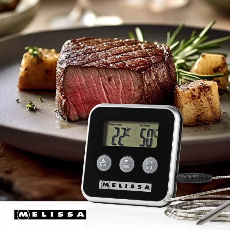 MELISSA Kötttermometer | upp till 250°C | Larmtimer | LCD-display