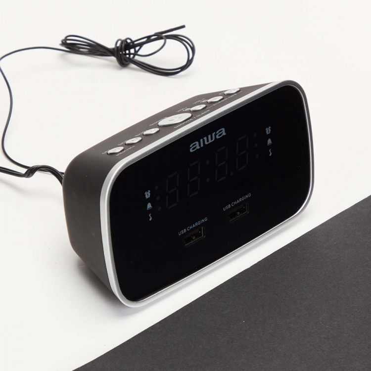 AIWA Klockradio Två alarm USB ladd-uttag Svart