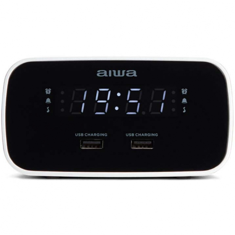 AIWA Klockradio Två alarm USB ladd-uttag Svart