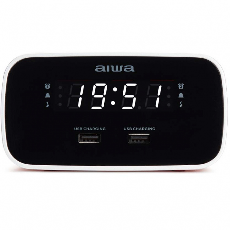 AIWA Klockradio Två alarm USB ladd-uttag Röd