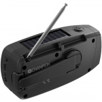 Champion Vevradio med ficklampa och solcell Svart