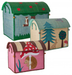 RICE Stort set med 3 leksakskorgar Happy Forest Theme