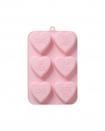 RICE Bakform i silikon med 6 hjärtan - Mjuk rosa