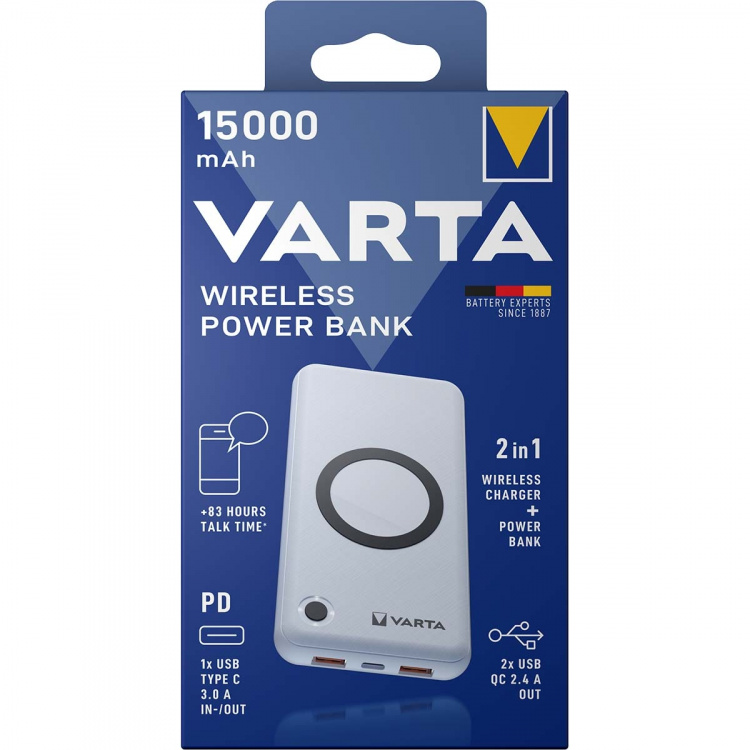 Varta Trådlös Power Bank 15.000mAh