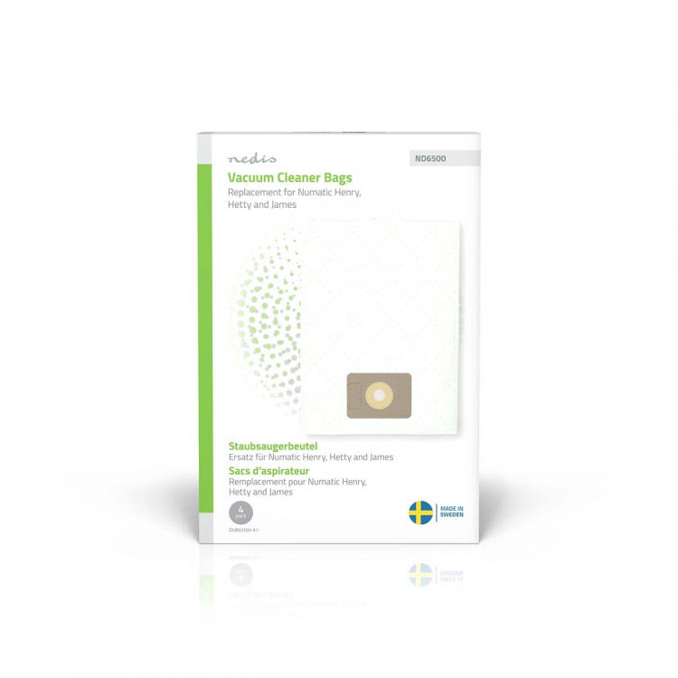 Nedis Dammsugarpåse | 4 st. | Syntetisk | Säljs mest för: Numatic Henry / Hetty / James | Vit
