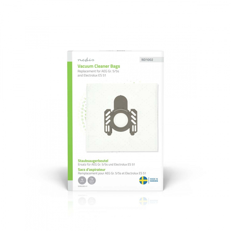 Nedis Dammsugarpåse | 4 st. | Syntetisk | Säljs mest för: AEG Gr. 5/5s and Electrolux ES 51 / AEG GR5 / Electrolux E51 | Vit