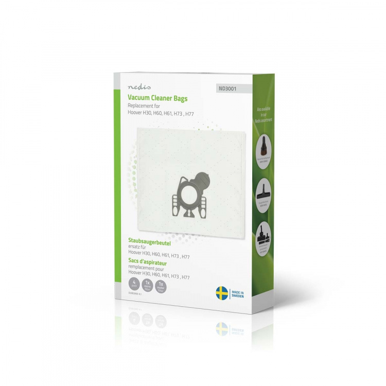 Nedis Dammsugarpåse | 4 st. | Syntetisk | Säljs mest för: Hoover H60 / Hoover H61 / Hoover H73 / Hoover H77 | Vit