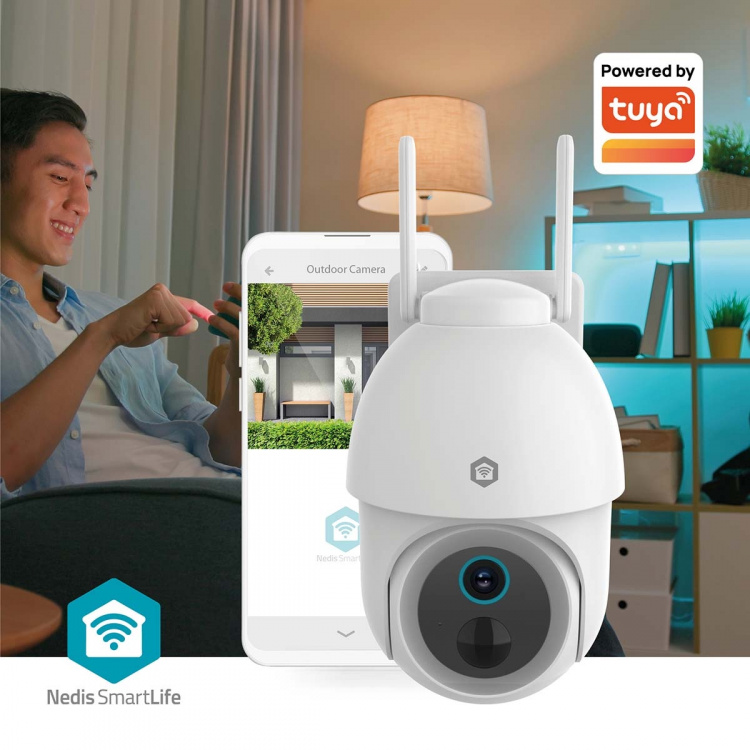 Nedis SmartLife Utomhus Kamera | Spotlight | 3MP Full HD 1296p | Panorera lutning | IP65 | Max. batteritid: 3 Månader | microSD (ingår inte) / Molnlagring (tillval) | 5 V DC | Med rörelsesensor | Nattsikt | Vit Nedis SmartLife Utomhus Kamera | Spotlight | 3MP Full HD 1296p | Panorera lutning | IP65 | Max. batteritid: 3 Månader | microSD (ingår inte) / Molnlagring (tillval) | 5 V DC | Med rörelsesensor | Nattsikt | Vit