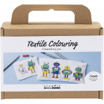 Creative Toys Creative - Mini Craft Kit Textilfärgläggning, Robot, primärfärger, 1 förpackning - (977806)