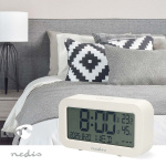 Nedis Digital skrivbords alarmklocka | LCD | Bakgrundsbelysning | Snooze-funktion | Datum display | Timer funktion | Vit