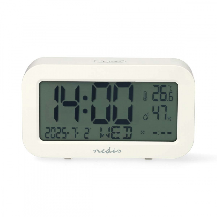Nedis Digital skrivbords alarmklocka | LCD | Bakgrundsbelysning | Snooze-funktion | Datum display | Timer funktion | Vit