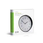 Nedis Väggklocka | Diameter: 300 mm | Plast | Tyst rörelse | Svart