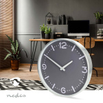 Nedis Väggklocka | Diameter: 300 mm | Aluminium | Tyst rörelse | Metall