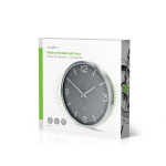 Nedis Väggklocka | Diameter: 300 mm | Aluminium | Radiostyrd tid | Tyst rörelse | Grå / Metall
