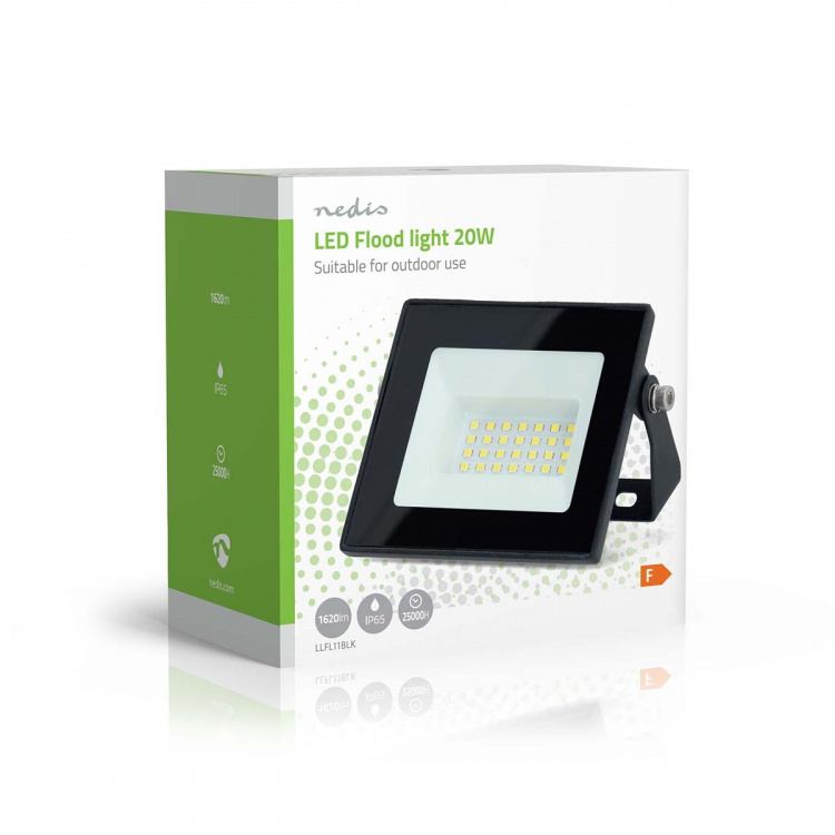 Nedis LED Strålkastare | 4000 K | Angivet ljusflöde: 1620 lm | IP44 | Energiklass: F | 220 - 240 V AC 50/60 Hz | 20 W