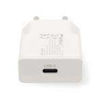 Nedis Väggladdare | 20 W | GaN | PD3.0 | Snabbladdnings funktion | 1.67 A / 2.22 A / 3.0 A | Antal utgångar: 1 | USB-C™ | Automatiskt val av Spänning | Vit