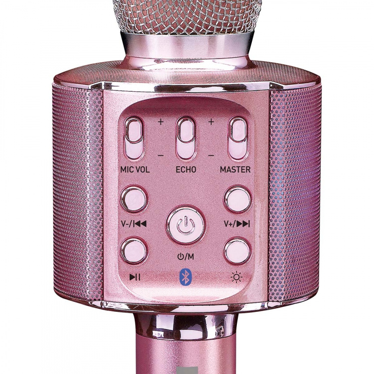 Lenco Bluetooth® Karaokemikrofon med högtalare och belysning Rosa