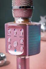 Lenco Bluetooth® Karaokemikrofon med högtalare och belysning Rosa
