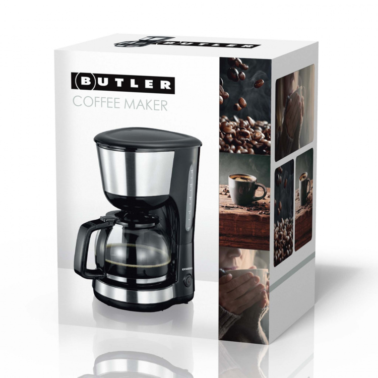 Butler Kaffebryggare | 1,25 l | 1000 W | 10 koppar | Varmhållningsfunktion | Automatisk avstängning | Svart / rostfritt stål