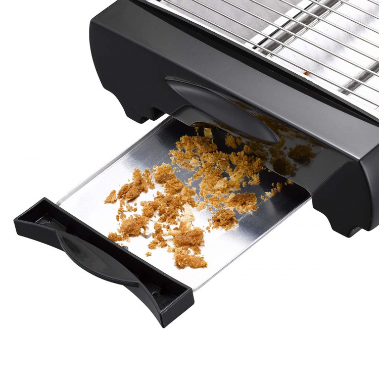 MELISSA Platt brödrost | 600W | Timer | Löstagbar smulbricka | Automatisk avstängning | Svart